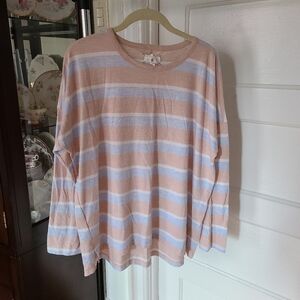 Lou & Grey Women's Rugby Inspired Long Sleeve Crew Neck Striped Tee Size XLarge